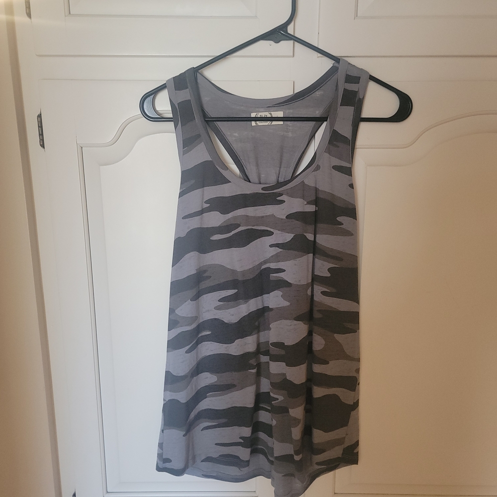 Maurices Green and Gray Camouflage Tank Top